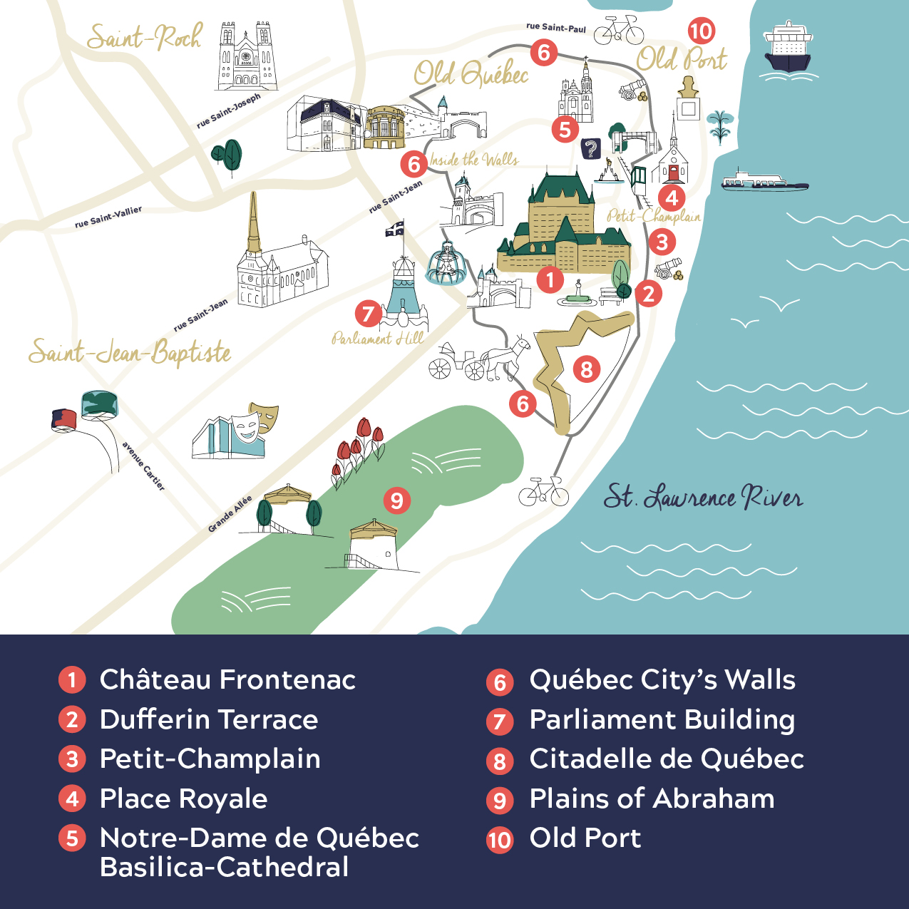 walking tour quebec city tourist map