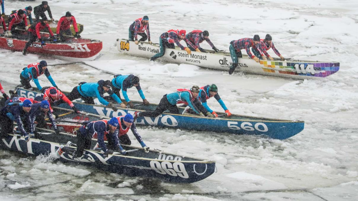 Ice Canoe Race at Quebec Winter Carnival