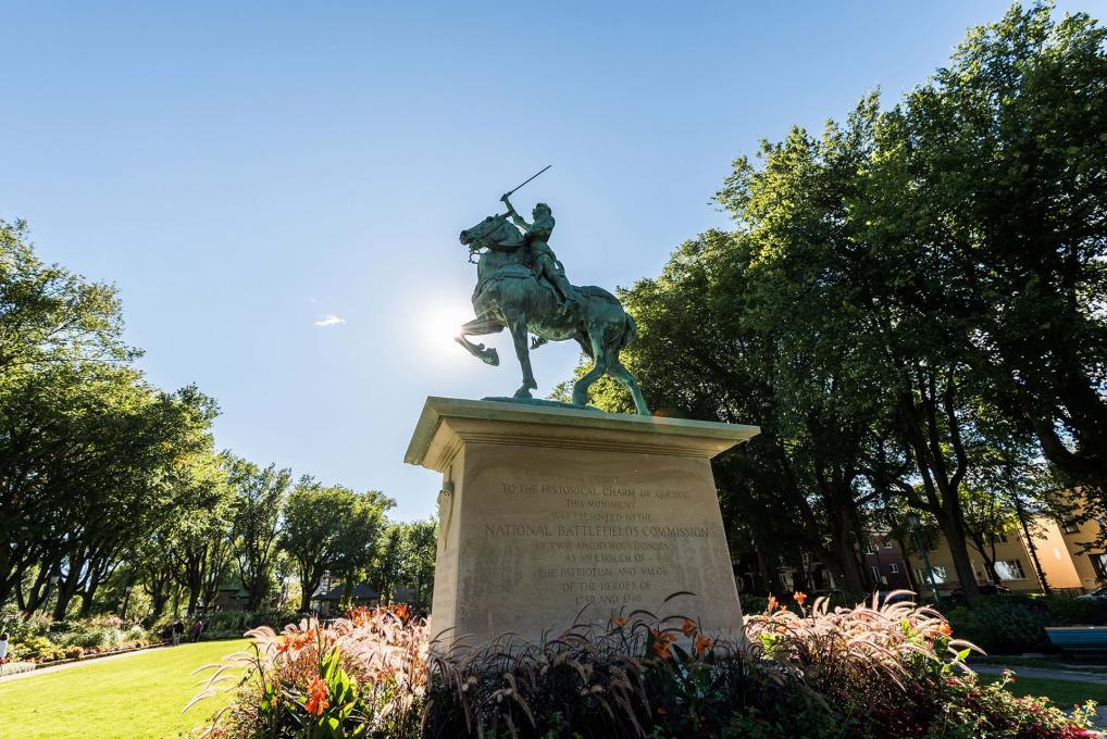 Bronze equestrian statue of Joan of Arc, in the heart of the Joan of Arc garden.