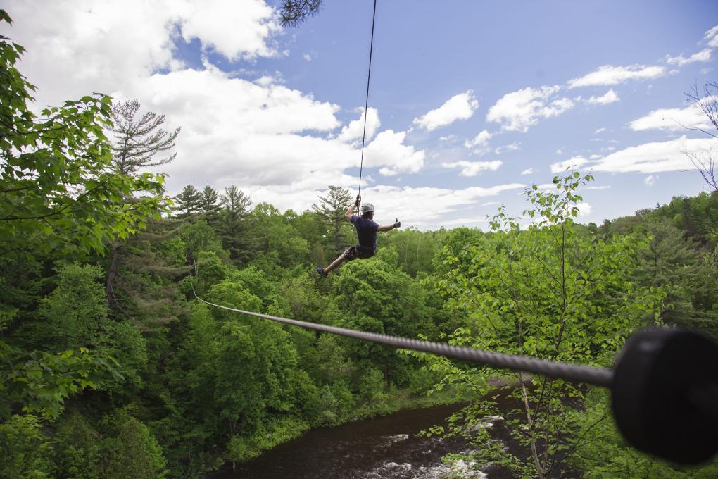 Zipline above a River with Arbraska Chauveau