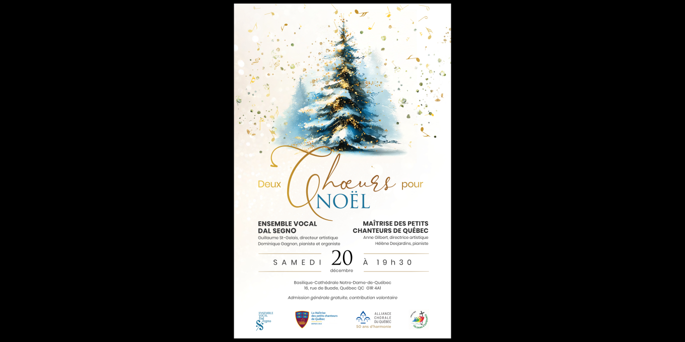 Deux chœurs pour Noël - concert conjoint gratuit de l'Ensemble vocal Dal Segno et de la Maitrise des petits chanteurs de Québec