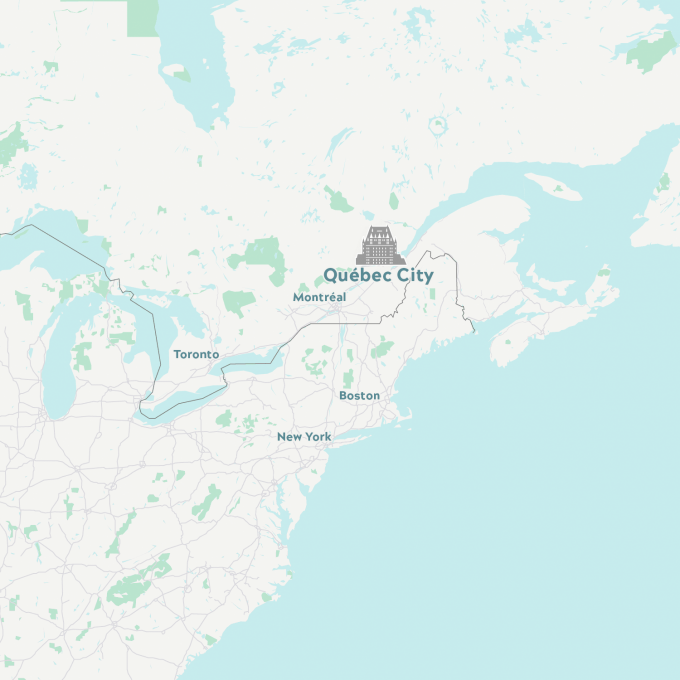 Map of location of Québec City in Canada