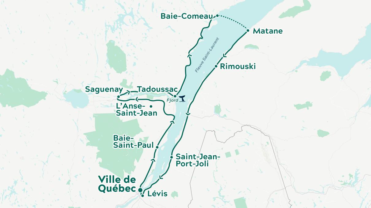 Carte circuit voyage au Québec 
