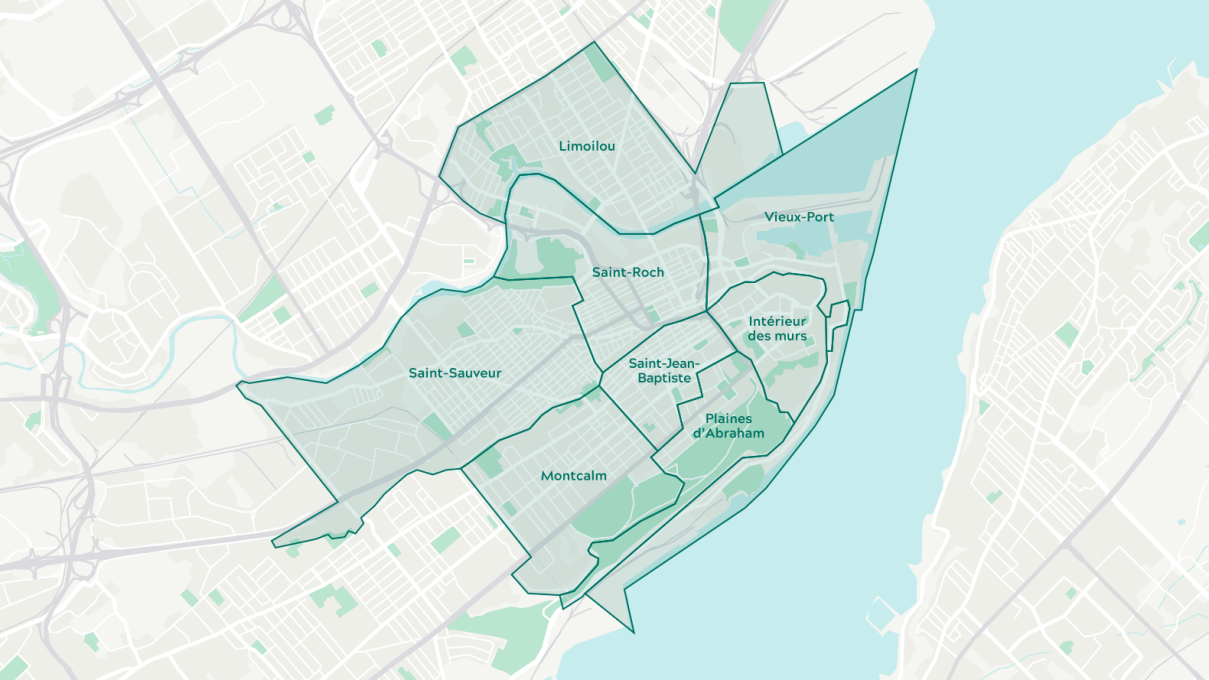 Carte des quartiers de Québec