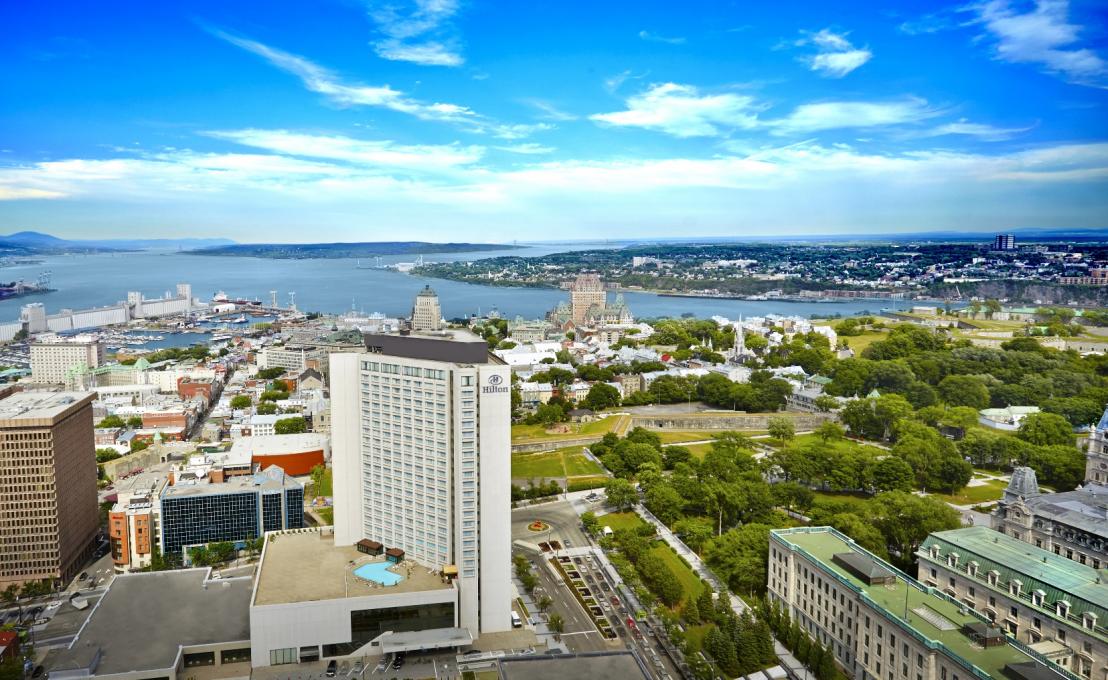 Hilton Québec - aerial view of the hotel