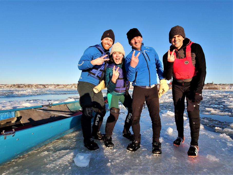 Ice Canoeing Experience - Team on ice