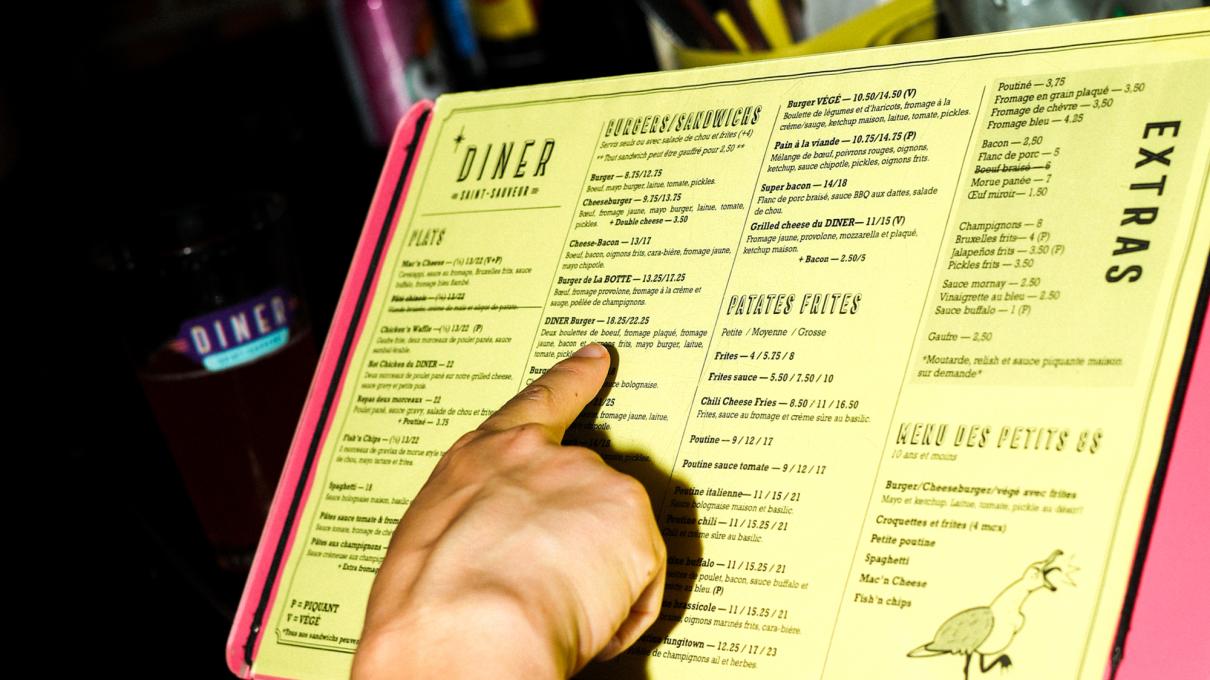 Diner Saint-Sauveur - menu