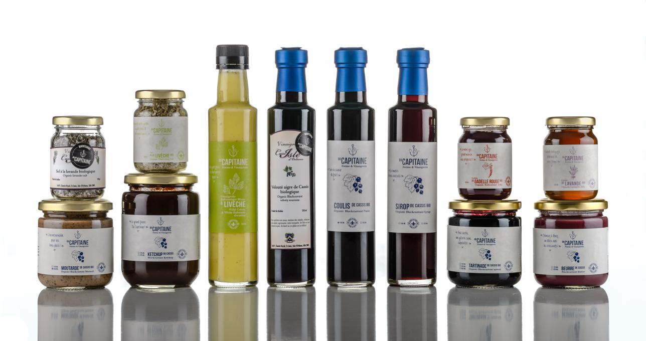 Du Capitaine Ferme & Vinaigrerie - range of organic blackcurrant-gadelle-red-lavender products
