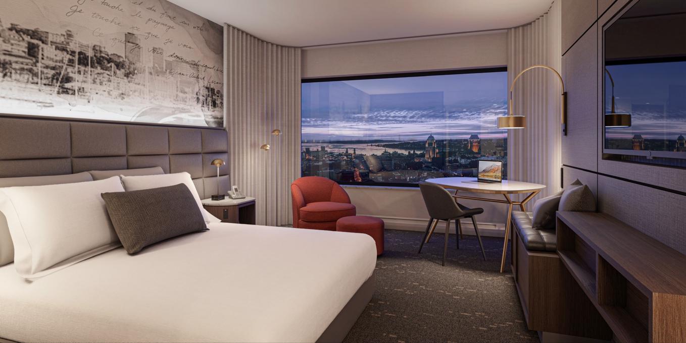 Hilton Québec - chambre avec lit King et vue sur le fleuve