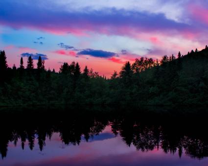 Aventures Nord-Bec Stoneham - coucher de soleil sur le lac