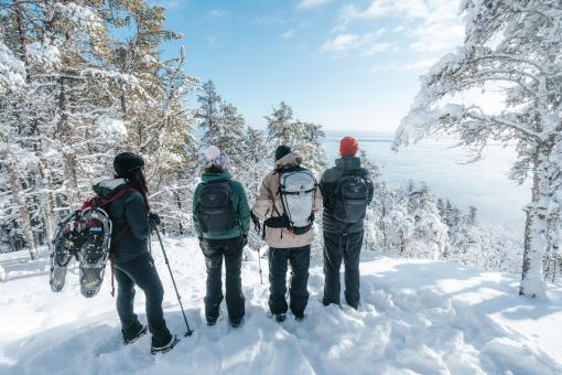 Sentier des Caps de Charlevoix - vue sur le fleuve hiver