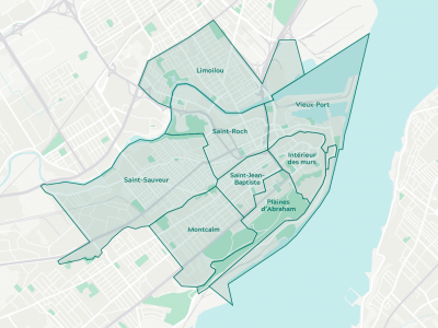 Carte des quartiers de Québec