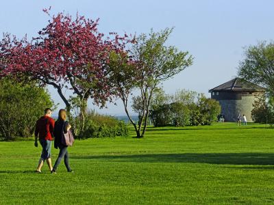 Couple sur les Plaines d'Abraham le printemps