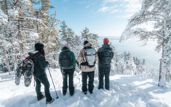 Sentier des Caps de Charlevoix - vue sur le fleuve hiver