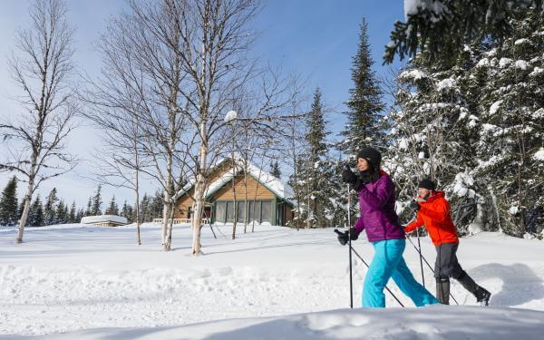 Réserve faunique des Laurentides - vue sur deux skieurs en ski de fond
