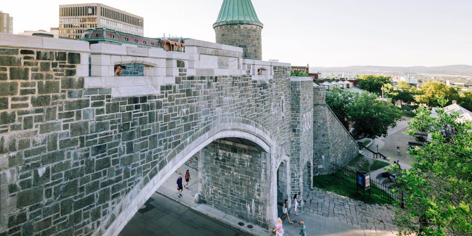 Rue Saint-Jean and Porte Saint-Jean, seen from the top of the fortifications of Québec.