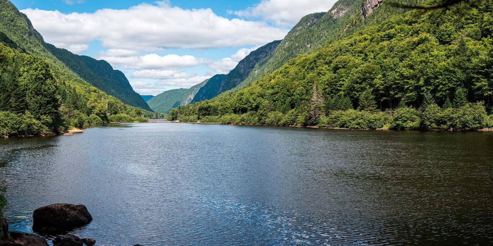 The Jacques-Cartier River, deep in the valley, in Jacques-Cartier National Park.