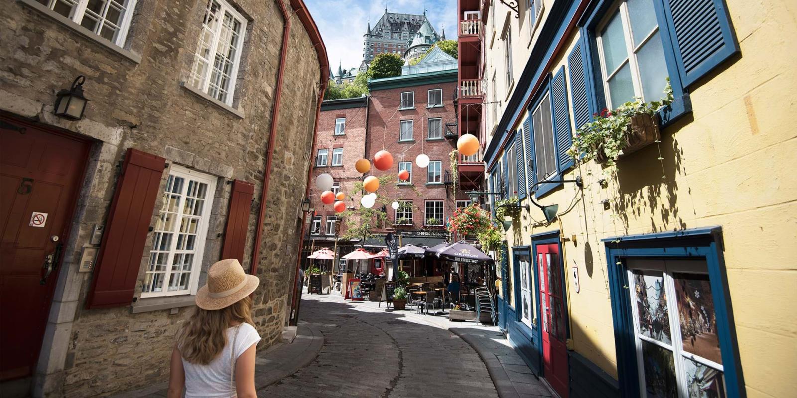 A girl entering Old Quebec City