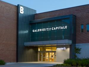 Exterior view of door B of Les Galeries de la Capitale shopping centre.