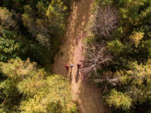 Au Chalet en Bois Rond - Vue aérienne sentier pédestre