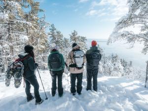 Sentier des Caps de Charlevoix - vue sur le fleuve hiver