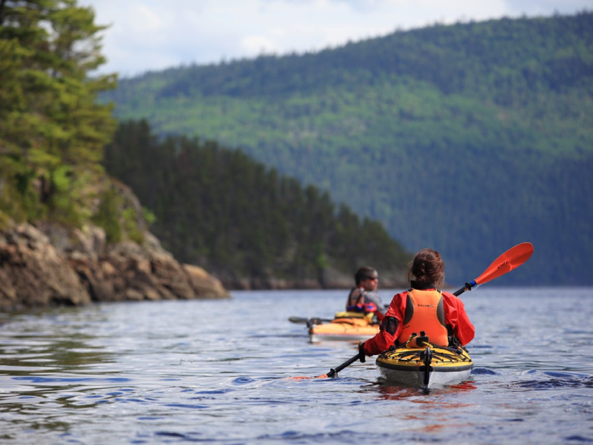 Kayaks on the Saguenay fjord