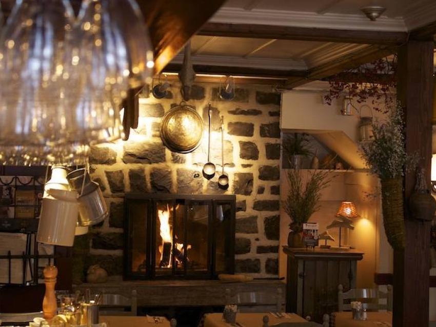 Fireplace at Lapin Saute restaurant
