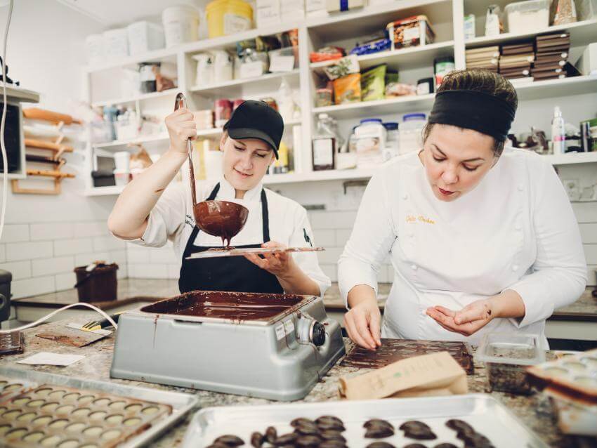 Julie Vachon Chocolats-lchocolate makers at work