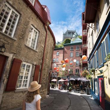 A girl entering Old Quebec City